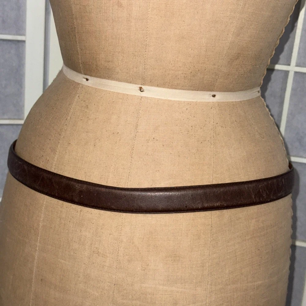 Lauren Ralph Lauren Brown Italian Leather RLR Leather Buckle Belt Womens Medium